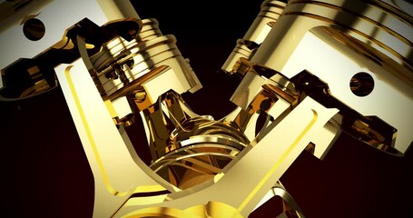 Leinwandbilder - Super Racing Car Starts With Start Stop Button. Powerful V8 Engine. Performance Sports Car And Engines Related 3D Animation.