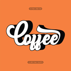 letter coffee with modern style text. coffee writing in vintage cursive style