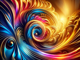 Wall Mural - abstract texture wallpaper and background with waves and curves in vivid colors. artistic fractal pa