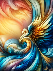Wall Mural - abstract angel texture wallpaper and background with waves and curves in vivid colors. artistic frac
