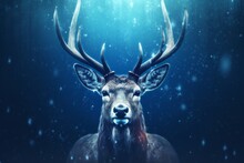 Deer With Antlers Adorned With Twinkling Lights