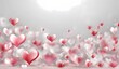 © Hassan - Generative AI White background with red cards, candles. Valentine's Day concept. Valentine's Day banner. Valentine's day background. Wedding banner. Wedding. Bright and beautiful petals dance