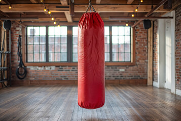 Wall Mural - Punching bag. Background with selective focus and copy space