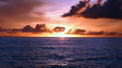 Wall Mural - Paynes Bay Beach, Barbados: an amazing colorful sunset in the caribbean sea.