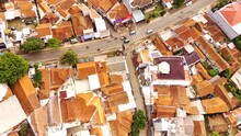 Aerial Videography. Hyper Lapse Landscape View Of A City Street. The Main Road Connecting The Cities Of Cicalengka - Nagreg, Indonesia. Shot From A Drone Flying 200 Meters High