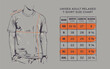 Vector illustration of a t-shirt size chart template