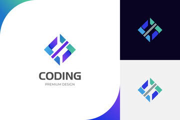 Wall Mural - modern logos of code for coding, programming gradient and flat logo template