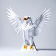 Adler in geometrischen Formen, wie 3D Papier in weiß wie Origami Falttechnik Vogel Greifvogel Symbol Wappentier Logo Vorlage wildlebende Tiere