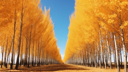 Sticker - Poplar trees reaching to the sky in autumn