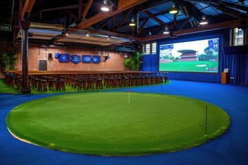 Wall Mural - modern indoor golf simulator design professional photography