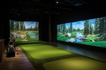 Wall Mural - modern indoor golf simulator design professional photography