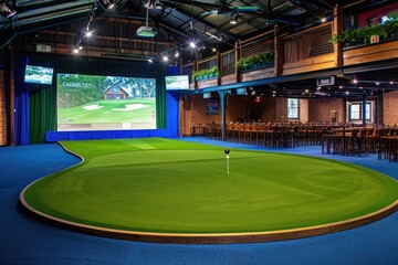 Wall Mural - modern indoor golf simulator design professional photography