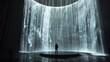 big oval curtain of digital waterfall nature background