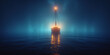 Segelschiff auf dem ruhigen Meer in der Nacht mit schöner Beleuchtung, ai generativ