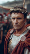 An imagined portrait shot in the style of Kodak Portra 400 of Julius Caesar of Rome