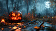 halloween jack o lantern in the night