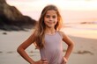 © Nerea - Portrait of a beautiful young girl on the beach at sunset.