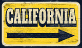 Fototapeta  - Vintage distressed California sign on wood