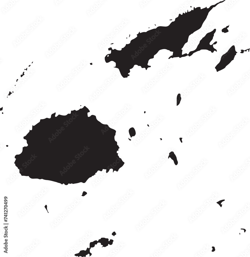 Fiji vector map silhouette isolated on white background. High detailed ...