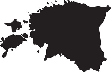 black silhouette country borders map of estonia on white background of vector illustration