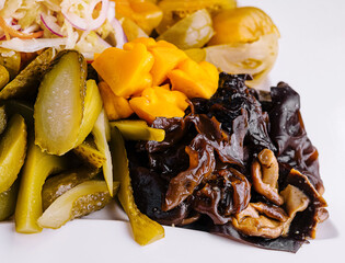 Wall Mural - Marinated salty vegetables in the plate