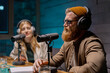© Big Shot Theory - Young people in podcast studio. Recording a new radio show.