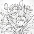 White tulips on a white background. Hand-drawn illustration.