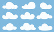 © Лиля Зайдуллина - Set of flat cartoon clouds. Hand drawn white clouds on a white background. Cloudy weather symbol. Vector illustration, clipart.