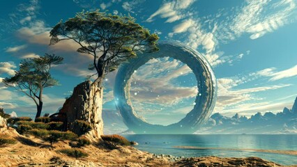 Wall Mural - beautiful land views. Seamless looping time-lapse virtual 4k video animation background