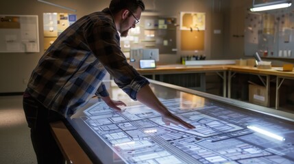 Urban planner using an interactive display for city mapping