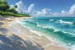 Tropischer Strand wie aus einem Gemälde: Klares blaues Wasser und weißer Sandstrand kreieren eine paradiesische Szenerie 3