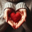 Woman hands holding a heart. Love, mindfulness, wellbeing, mindfulness concept, World mental health day. Generative ai