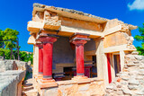 Fototapeta Miasto - Knossos near Heraklion, Crete island, Greece.The ruins of the Minoan temple on Mediterranean island of Crete