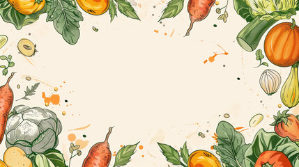 Vegan blank banner design with organic vegetables background, Ai Generated Images
