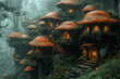 fantasy village, tiny elf houses in the forest