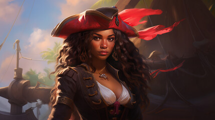 Wall Mural - A black woman as pirate