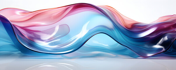 Wall Mural - Holographic Chrome Gradient Liquid Waves. Translucent Gradient Background