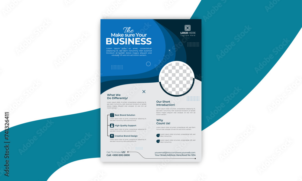 One Color Flier Corporate business flyer template design with gradient color. Poster ...