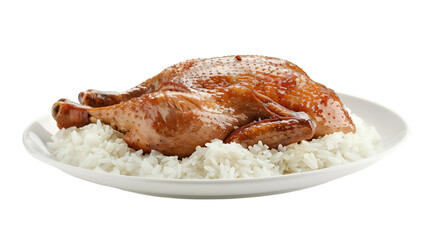 Wall Mural - Roast chicken on isolated on transparent png background. Generative ai