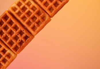 Wall Mural - Soft delicious viennese waffles. Copy space for text.