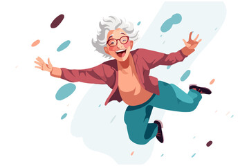 Wall Mural - happy old woman vector flat minimalistic isolated illustration