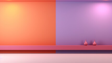 Wall Mural - Minimalist 3d render of a colorful empty room background