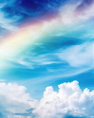Wall Mural - Cloudscape rainbow of natural sky with blue sky and white clouds