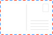 © dmutrojarmolinua - blank postcard template with place for stamp. white paper texture. airmail postcard with red and blue border