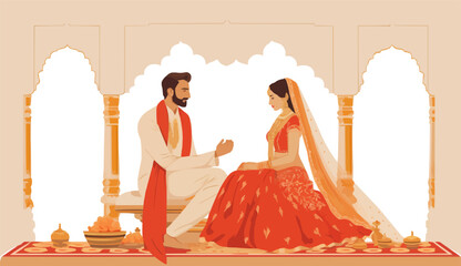 Indian wedding vector flat minimalistic isolated illustration