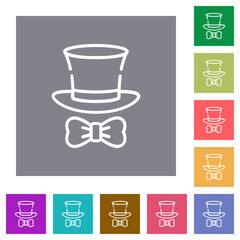 Poster - Top hat and bow tie outline square flat icons