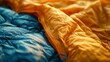 Close-Up of Colorful Insulated Sleeping Bags