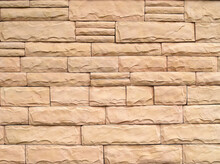 Row Of Stack Beige Sandstone Brick Block Textured, Building Exterior Facade Decor