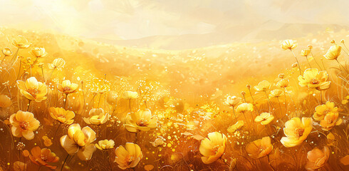 Wall Mural - yellow flowers in summer