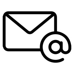 Envelope icon and inserting @ black line.